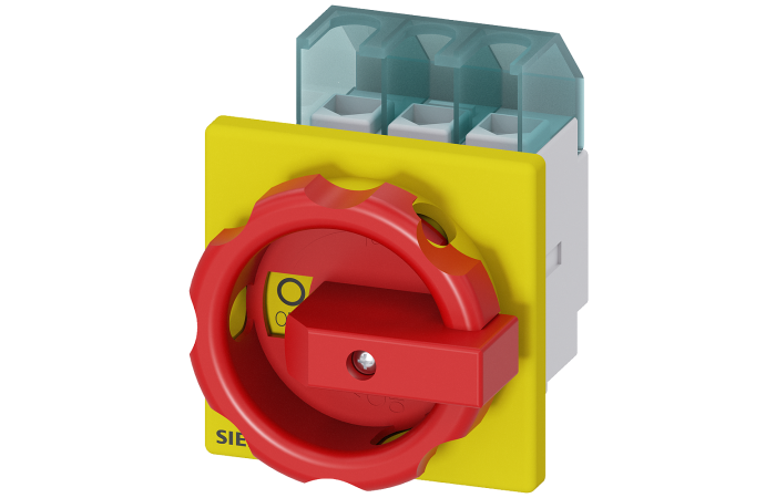 Rozłącznik awaryjny 3LD2 3P 32A 11,5kW montaż tablicowy pokrętło żółto-czerwone | 3LD2203-0TK53 Siemens