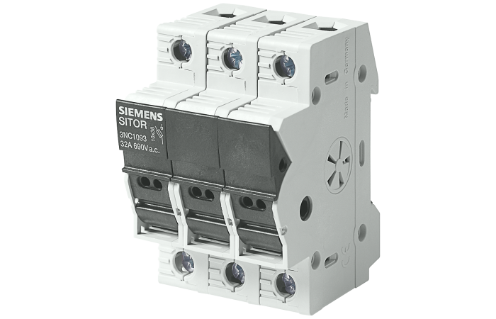 Rozłącznik bezpiecznikowy dla wkładek cylindrycznych, SITOR, 3-bieg 10X38mm, 32A, 690VAC | 3NC1093 Siemens