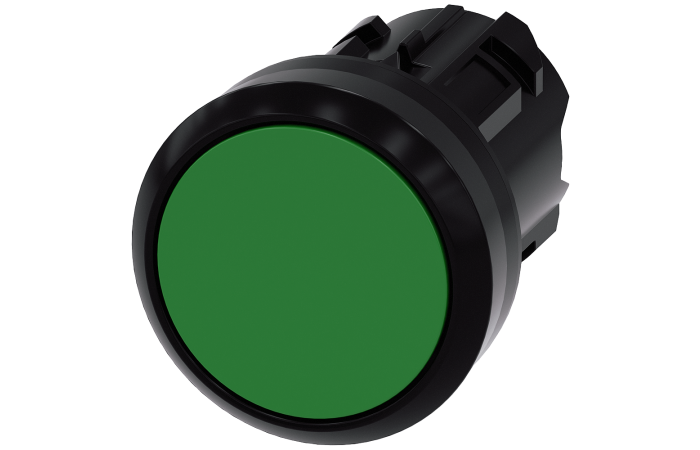 Przycisk płaski z samopowrotem 22mm, okrągły, plastikowy, zielony, SIRIUS ACT | 3SU1000-0AB40-0AA0 Siemens