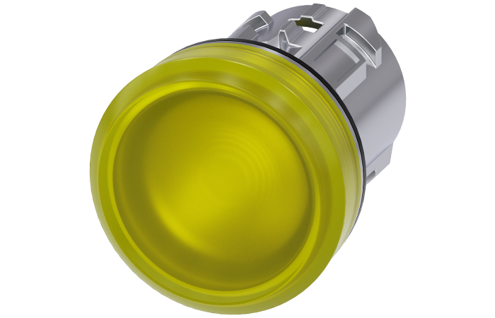 Lampka sygnalizacyjna 22mm, okrągła, metal błyszczący, żółta, gładka, SIRIUS ACT | 3SU1051-6AA30-0AA0 Siemens