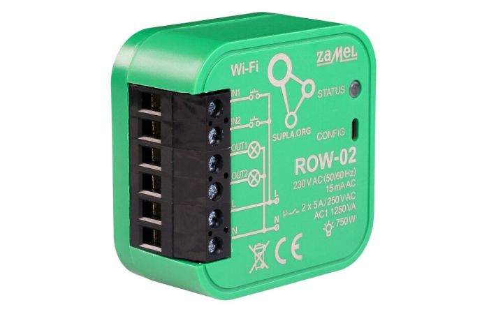 Odbiornik Wi-Fi dopuszkowy 2-kanałowy dwukierunkowy typ: ROW-02 SUPLA | SPL10000003 Zamel