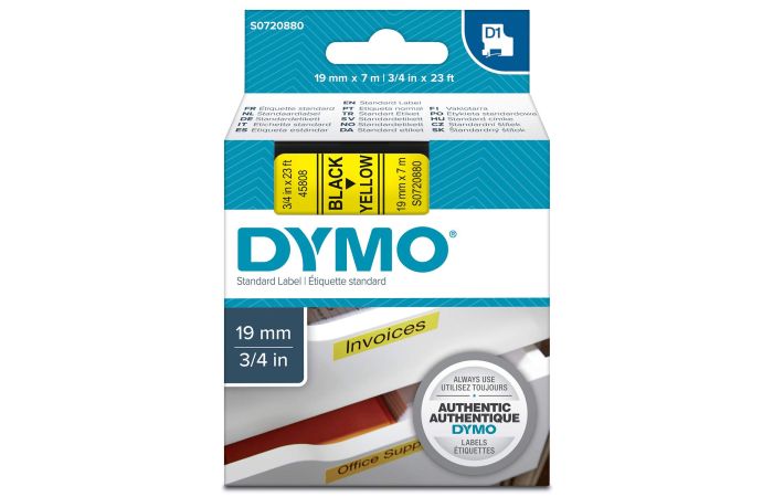 Taśma do drukarek DYMO D1 19mmx7m czarno-żółty | S0720880 DYMO