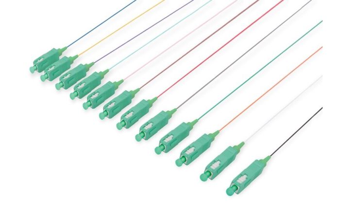 Kabel światłowodowy Pigtail SC splx APC OS2 2,0m 12 kolorów (opak 12szt) | DK-292219-02-APC-7A1 Assmann