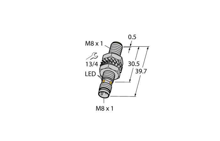 Czujnik indukcyjny M8, 3-przewodowy, 10-30VDC, wyj. PNP NO, zakres detekcji 2mm, BI2-M08-AP6X-V1131 | 4602903 Turck
