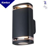 Oprawa elewacyjna ZEVI W EL 2GU10 B GU10 IP54 2 x max 10W kolor czarny | 38886 Kanlux