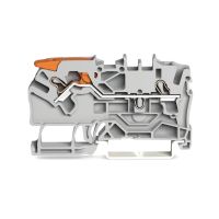 Złączka 2-przewodowa 2,5mm2 przelotowa z dźwignią i Push-in CAGE CLAMP, szara | 2102-1201 Wago