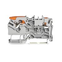 Złączka 2-przewodowa 2,5mm2 przelotowa z dźwignią i przyciskiem, szara | 2102-5201 Wago