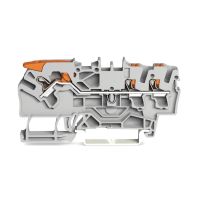 Złączka 3-przewodowa przelotowa z dźwignią i przyciskiem 2,5mm?, szara | 2102-5301 Wago