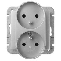 Gniazdo p/t podwójne 2x2P+Z modułowe IP20, srebrne, Sentia | 1443-56 Elektro-Plast Nasielsk