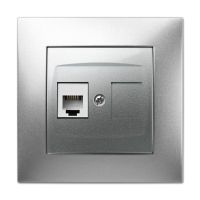 Gniazdo p/t telefoniczne RJ11 B/R, IP20, srebrny, Carla | 1750-16 Elektro-Plast Nasielsk
