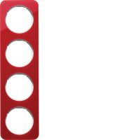 Ramka poczwórna, akryl czerwony przezroczysty/biały, R.1 | 10142349 Hager