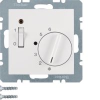 Regulator temperatury pomieszczenia zestyk zwierny, el.centralny, łącznik, dioda, biały, B.Kwadrat | 20308989 Hager