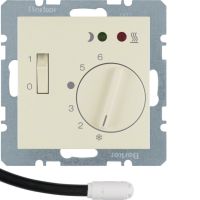 Regulator temperatury podłogowej zestyk zwierny, el.centralny, łącznik, 2 diody LED, kremowy | 20348982 Hager