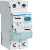 Wyłącznik różnicowoprądowy 1P+N 25A/30mA Typ A QuickConnect RCCB | CDS225D Hager