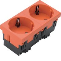Gniazdo Schuko 33st. 2-krotne 45x45mm bezhalogenowe pomarańczowy, Tehalit.GB-EG | ESR2332004 Hager