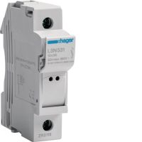 Modułowa podstawa bezpiecz. z lampką 1P wkł.bezp.cyl.L38 10x38mm, 32A 690VAC | LSN531 Hager