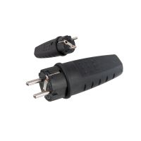 Wtyczka gumowa przenośna LUX 250V 16A, IP44, czarna | D.3158L Pawbol
