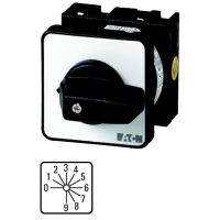 Łącznik krzywkowy 2P, 20A, 6.5 kW, 0-9, bez samopowrotu, pokrętło czarne, natablicowy, T0-4-15602/E P/T | 029368 Eaton