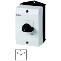 Łącznik krzywkowy 2P, 20A, 6,5kW, 1-0-2, bez samopowrotu, pokrętło czarne, w obudowie, T0-2-8211/I1 P/T | 207102 Eaton