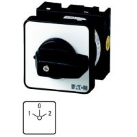 Łącznik krzywkowy 1P, 20A, 6,5kW, 1-0-2, bez samopowrotu, pokrętło czarne, do wbudowania w otworze 22,3mm, T0-1-8210/EZ P/T | 048337 Eaton
