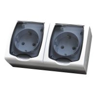 Gniazdo podwójne z/u Schuko wieczko przezroczyste GNH-2NS/00/d białe, Madera | GNH-2NS/00/d Ospel