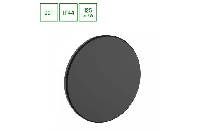Oprawa na elewację PIATTA 12W CCT 3000/4000/6000K 230V IP44 180x47mm czarna okrągła | SLI003030CCT_PW Wojnarowscy