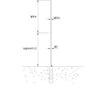 Maszt odgromowy stalowy na fundamencie betonowym, H=7500mm, ocynk ogniowy | AH35021 AH Hardt