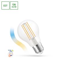 Lampa LED GLS 5W 680lm 2700-6500K CCT+DIM E27 230V COG Wi-Fi Spectrum SMART Tuya przeźroczysta | WOJ+14418 Wojnarowscy