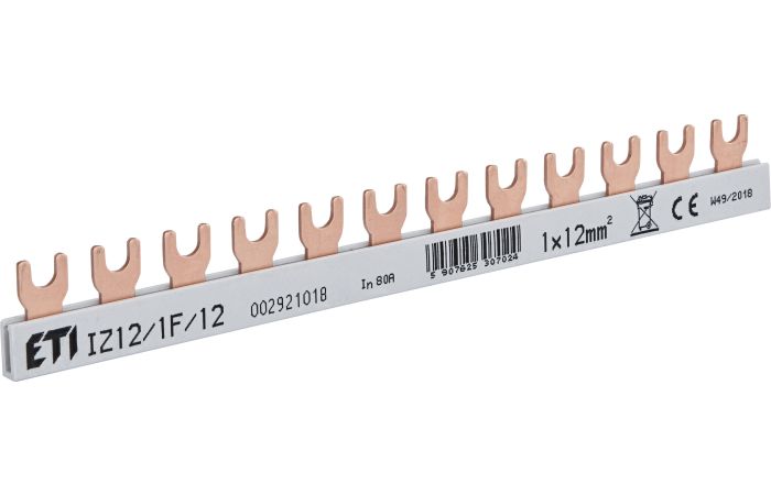 Szyna łączeniowa widełkowa 1P 80A 12mm2 modułów IZ12 1F 12 | 002921018 Eti