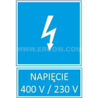 Tabliczka TZI 52X74S napis: N.400/230V | E04TZ-01041111100 Ergom