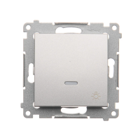 Przycisk „światło” z podświetleniem LED, 10AX, szybkozłącza, srebrny mat DS1L.01/43 Simon 54 | DS1L.01/43 Kontakt Simon
