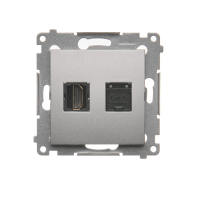 Gniazdo HDMI + RJ45 kat.6. (moduł), srebrny mat DGHRJ45.01/43 Simon 54 | DGHRJ45.01/43 Kontakt Simon