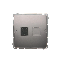 Gniazdo komputerowe RJ45, kat. 6, pojedyncze z przesłoną, stal inox BM61.01/21 Simon Basic | BM61.01/21 Kontakt Simon
