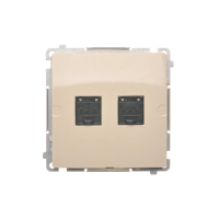 Gniazdo komputerowe RJ45, kategoria 6, podwójne z przesłoną, beż BM62.01/12 Simon Basic | BM62.01/12 Kontakt Simon