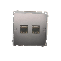 Gniazdo komputerowe RJ45, kategoria 6, podwójne ekranowane z przesłoną, stal inox BM62E.01/21 | BM62E.01/21 Kontakt Simon