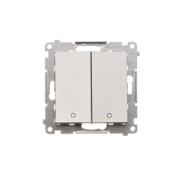Łącznik dwubiegunowy podwójny (moduł) 16 AX, 250 V~, szybkozłącza, Aluminium mat Simon 55 | TW22A.01/143 Kontakt Simon