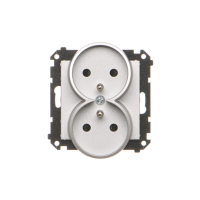 Gniazdo wtyczkowe podwójne z/u z przesłonami (moduł) 16A 250V, szybkozłącza, Aluminium mat Simon 55 | TGZ2MCZ.01/143 Kontakt Simon