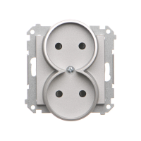 Gniazdo wtyczkowe podwójne b/u z przesłonami (moduł) 16A 250V, szybkozłącza, Aluminium mat Simon 55 | TG2MCZ.01/143 Kontakt Simon