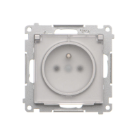 Gniazdo wtyczkowe IP44 bez uszczelki (moduł) 16A 250V szybkozł. Klapka transp Aluminium mat Simon 55 | TGZ1BCUZ.01/143A Kontakt Simon