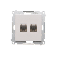 Gniazdo komp podwójne RJ45 kat. 6, ekranowane z przesł przeciwkurz (moduł), Jasnoszary mat Simon 55 | T62E.01/114 Kontakt Simon