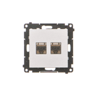 Gniazdo komp podwójne RJ45 kat. 6, ekranowane z przesł przeciwkurz (moduł), Aluminium mat Simon 55 | T62E.01/143 Kontakt Simon