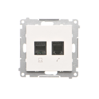 Gniazdo komputerowe RJ45 kategoria 5e + telefoniczne RJ12 (moduł), Biały mat Simon 55 | T5F.01/111 Kontakt Simon