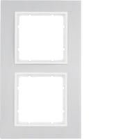Ramka podwójna, alu/biały mat, B.7 | 10126914 Hager