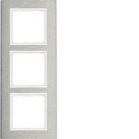 Ramka potrójna pionowa, stal szlachetna/biały mat, B.7 | 10133609 Hager