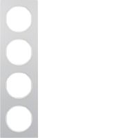 Ramka poczwórna, alu/biały, R.3 | 10142274 Hager