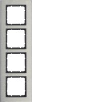 Ramka poczwórna pionowa, stal szlachetna/antracyt mat, B.7 | 10143606 Hager