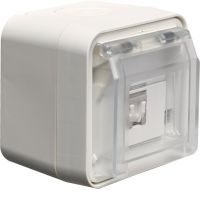 Gniazdo UAE 8 RJ45 kat.6 z pokrywą, kompletne, IP55, biały, W.1 | 14093502 Hager