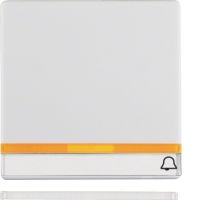 Klawisz z 2 dołączonymi soczewkami, polem opisowym i nadrukiem symbolu "dzwonek", biały, aksamit Q.x | 16286079 Hager