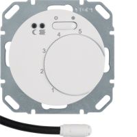 Regulator temperatury podłogi styk zwierny, el.centralny, łącznik, 2 diody LED, biały, połysk | 20342089 Hager
