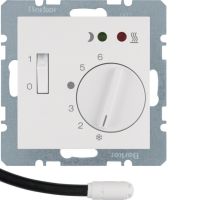 Regulator temperatury podłogowej zestyk zwierny, el.centralny, łącznik, 2 diody LED, biały B.Kwadrat | 20348989 Hager